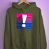 Bisexual Pride Flag Exclamation Point Hoodie - Army